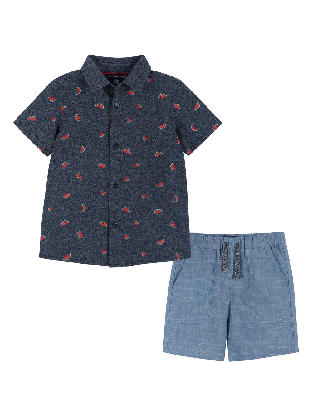 Andy & Evan Watermelon Chambray Set Size 6